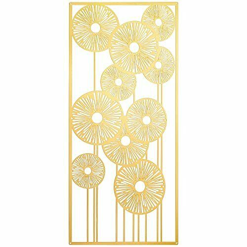 Gold Metal Flower Wall Art Sculpture Golden Rectangular Metal Wall Decor with... - Home Decor Gifts and More