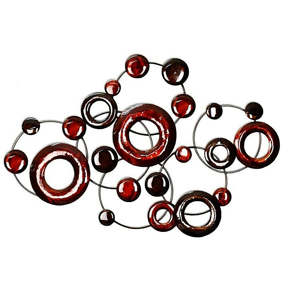 Glossy Shiny Modern Geometric Burgundy Metallic 3d Circle Wall Art Sculpture - Home Decor Gifts and More