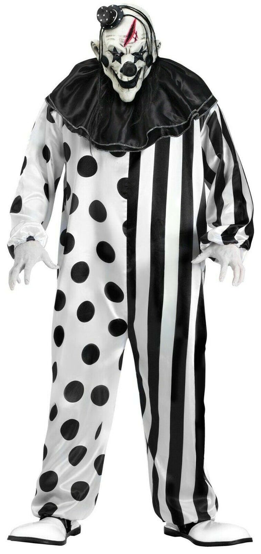 Evil Scary Killer Klown Clown Black White Adult Costume with Mask Standard Size | Decor Gifts and More