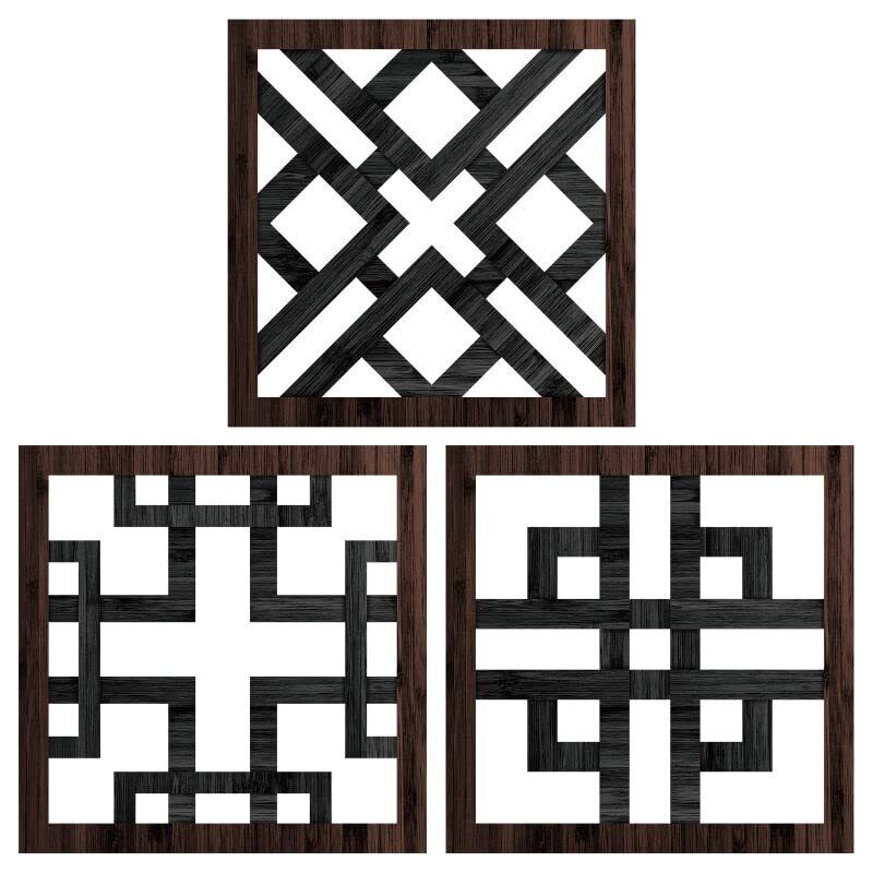 3 Pieces Thickened Rustic Wood Decor Square Wall Art Geometric Wall Decor Farm H | Decor Gifts and More