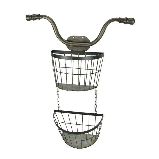 Nostalgic Metal Bicycle Basket Vintage Retro Wall Sculpture - Home Decor Gifts and More