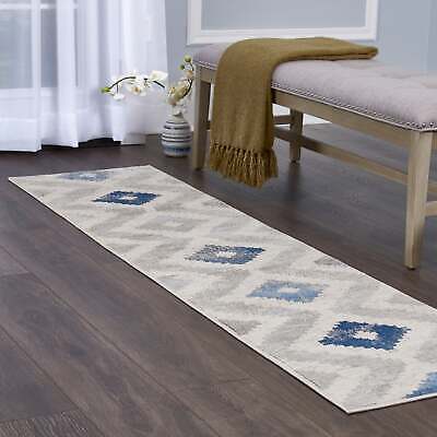 Maritza Bohemian Geometric Area Rug Ivory Blue 1'8"x7'2" 7 - Home Decor Gifts and More