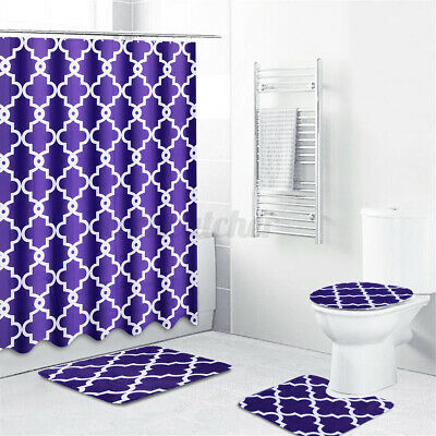 Home Bathroom Decor Shower Curtain w/ Hooks Toilet Cover Mat Non Slip Rug Carpet | Decor Gifts and More